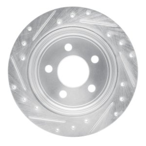 Jeep Liberty Brake Rotor (1) - Rear Right - R1 Concepts - Drilled & Slotted - Silver - `03-`07